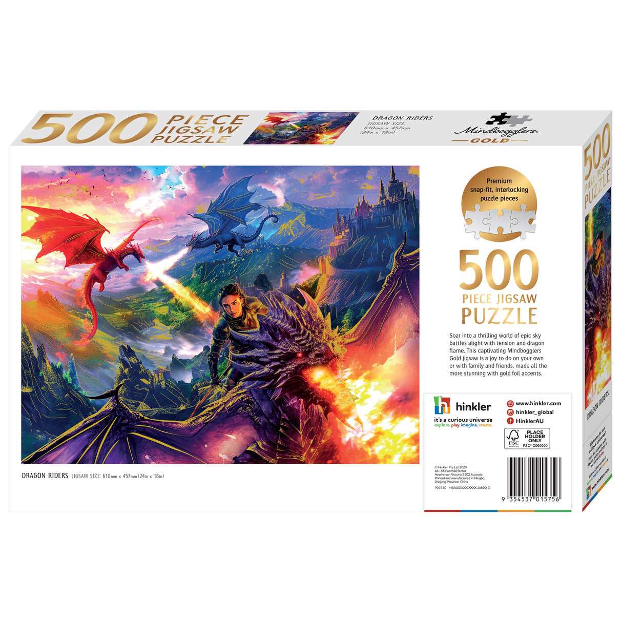 Mindbogglers Gold 500pc Jigsaw Puzzle - Dragon Riders