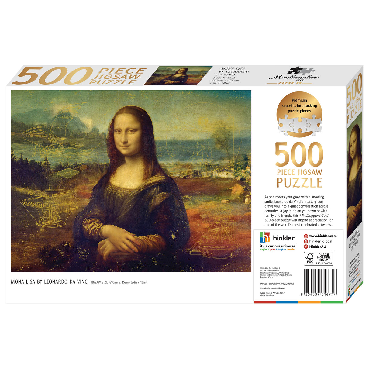Mindbogglers Gold 500pc Jigsaw Puzzle - Mona Lisa