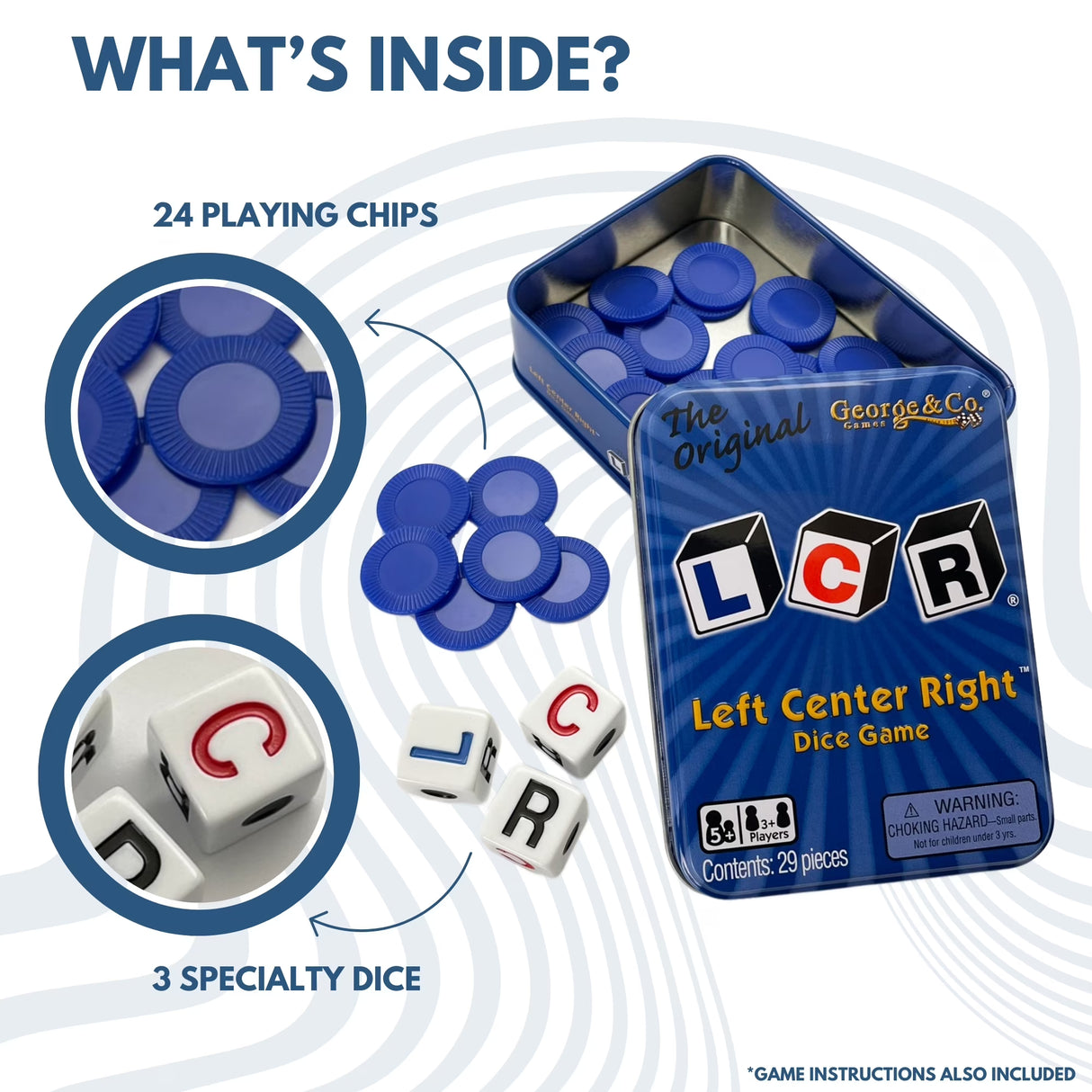 LCR - Left Center Right Blue Tin