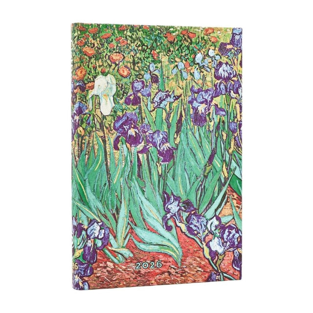 2026 Van Gogh's Irises Mini 12-month Verso Hardcover Flexi Dayplanner 2026 (Elastic Band Closure)