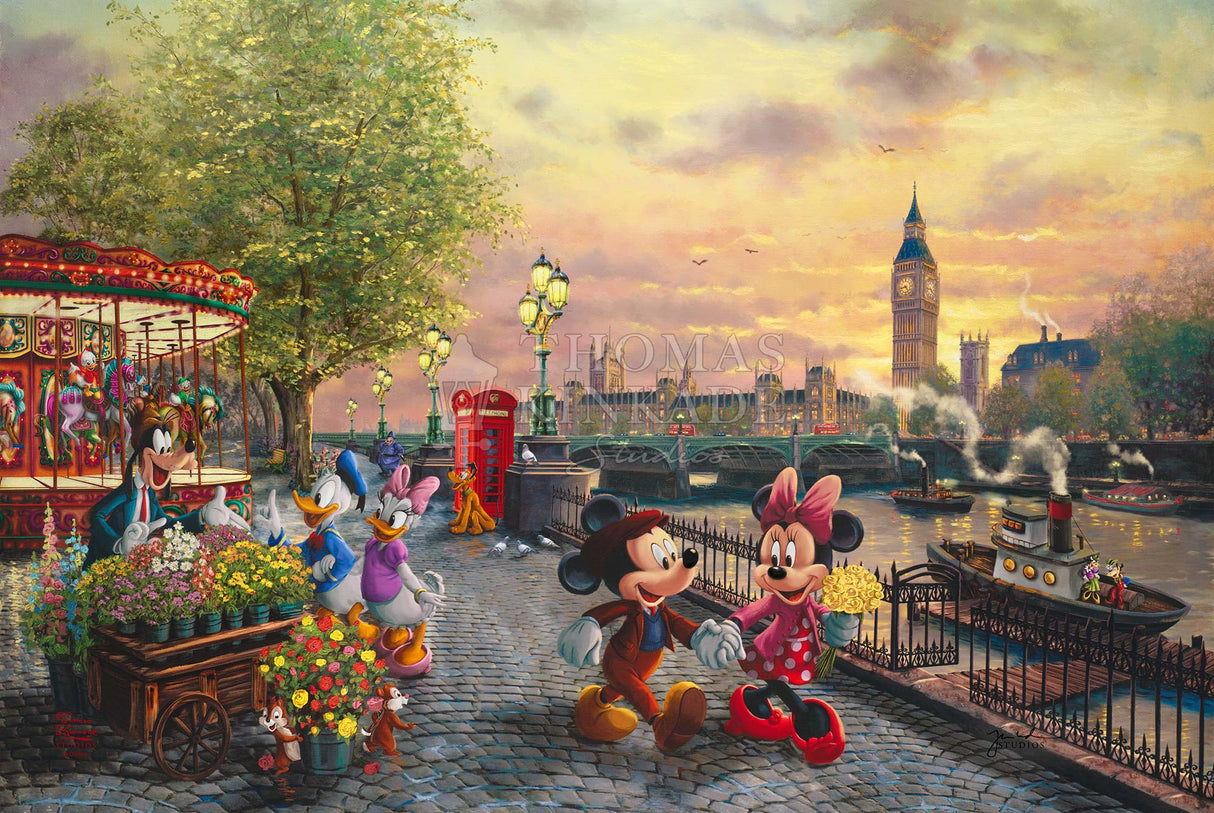 Harlington Thomas Kinkade Puzzle Disney Mickey and Minnie in London 1,000 Pieces