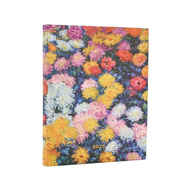 2026 Monet's Chrysanthemums Ultra 12-month Day-at-a-Time Softcover Flexi Dayplanner 2026 (Elastic Band Closure)