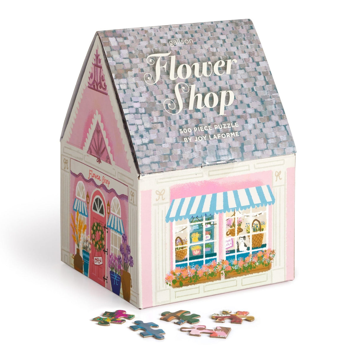 Galison Joy Laforme - Flower Shop House Shaped Puzzle - 500 Piece