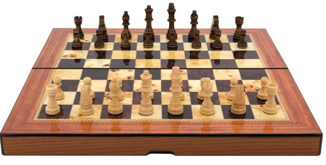 Dal Rossi Walnut Gloss Finish Folding Chess Set (40)
