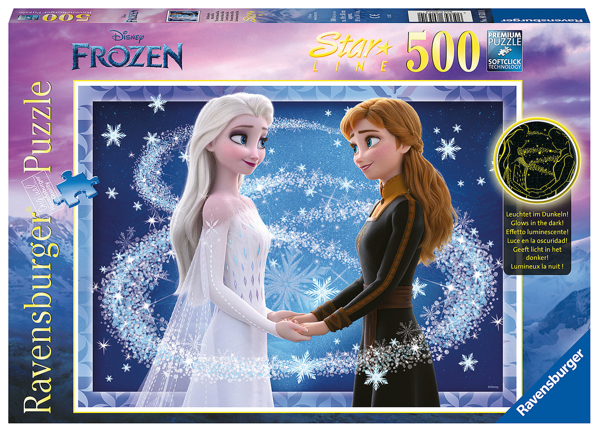 Ravensburger - Disney Starline Sisters Anna & Elsa - Glow in the Dark - 500 Piece