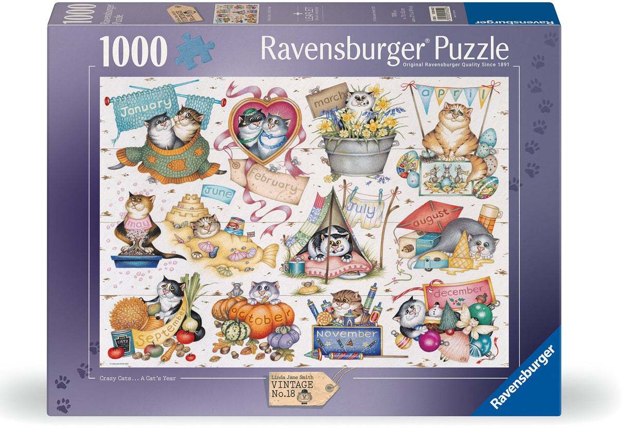 Ravensburger: Crazy Cats Cats Calendar Puzzle - 1000 Pieces
