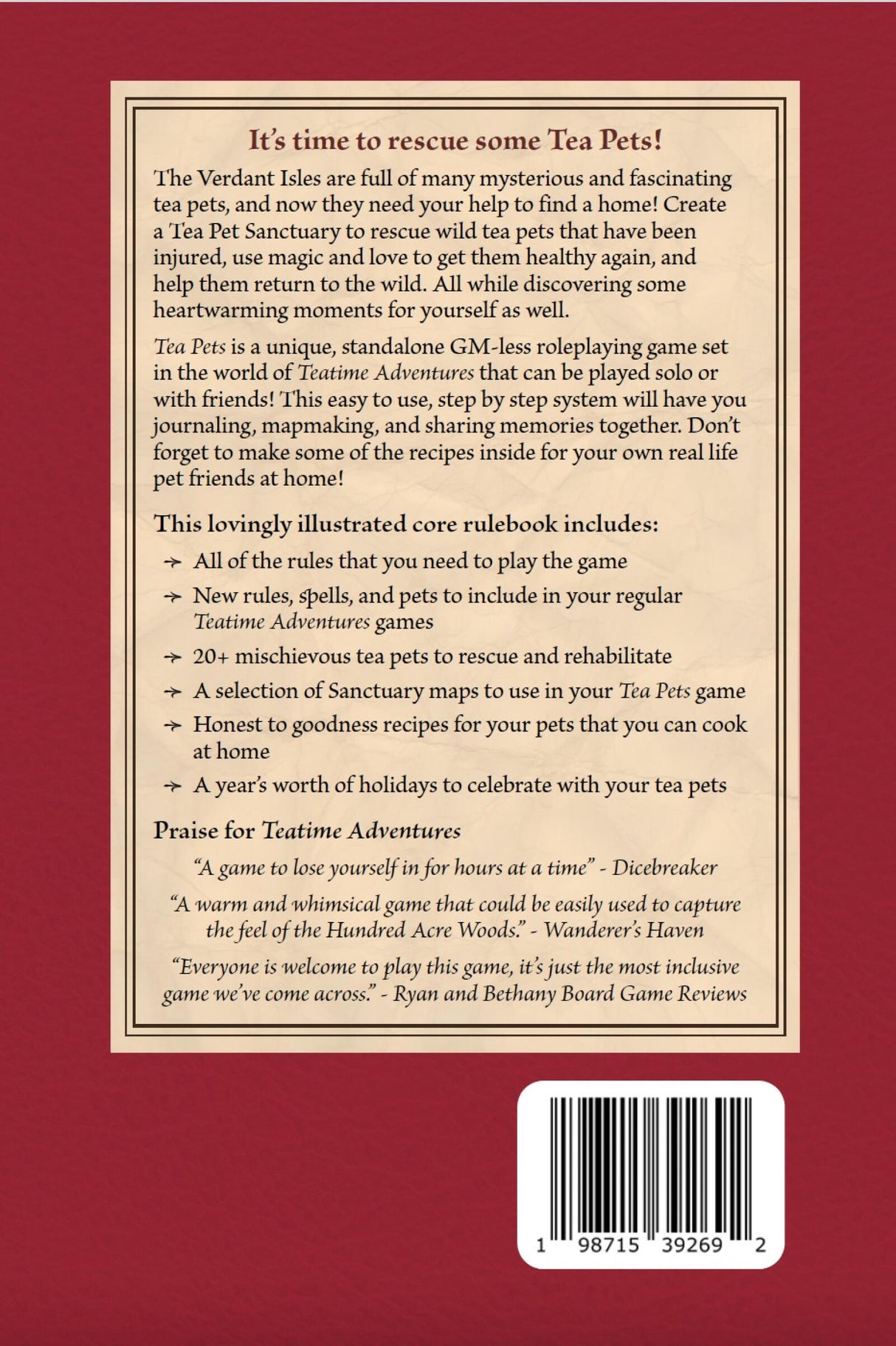 Teatime Adventures Role Playing Game Second Edition Tea Pets Core Rulebook