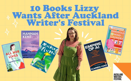 Lizzy with some of the new books she wants to read