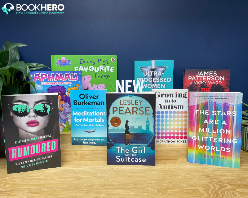 a stack of new release books with the word new on top