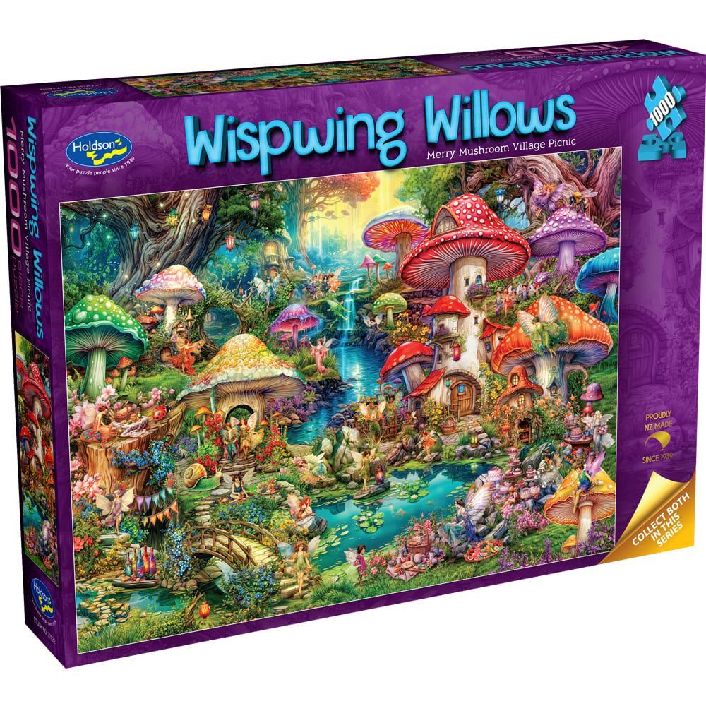 Wispwing Willows  - 1000 Piece Jigsaw Puzzle Merry Mushroom Village Picnic