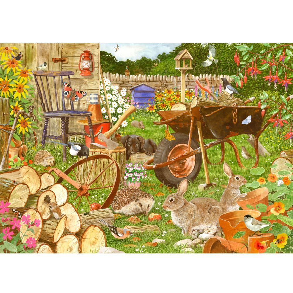 Garden Visitors  - 1000 Piece Jigsaw Puzzle Rabbits in the Woodpile