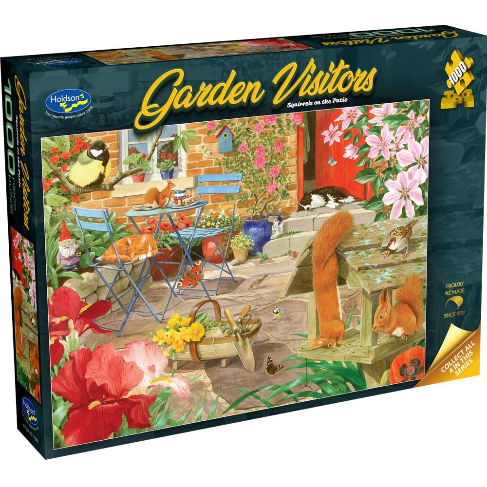 Garden Visitors  - 1000 Piece Jigsaw Puzzle Squirrels on the Patio