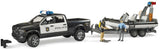 Bruder: RAM 2500 Police Pickup & Trailer with Boat & Light & Sound Module