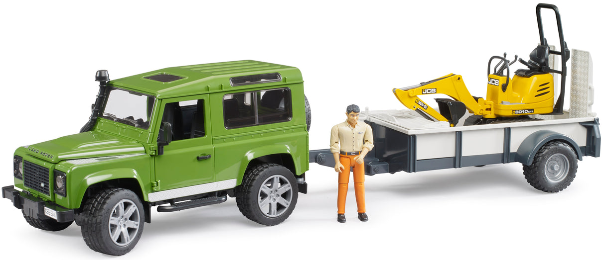 Bruder: Land Rover Defender with Trailer & JCB Excavator