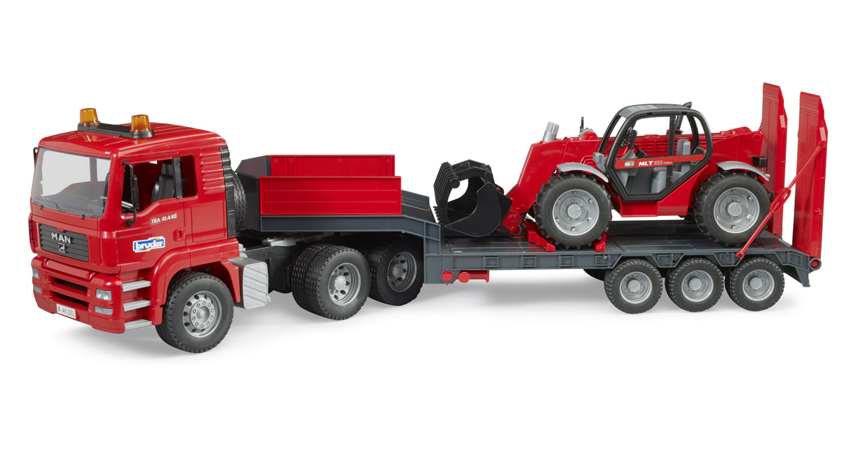 Bruder: Man Low Loader Truck w Manitou Telescopic Loader