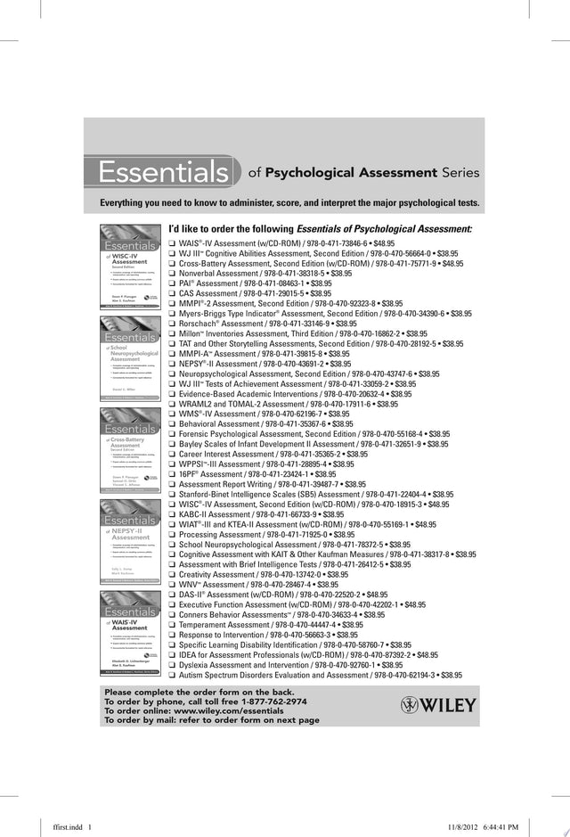 Essentials of Executive Functions Assessment