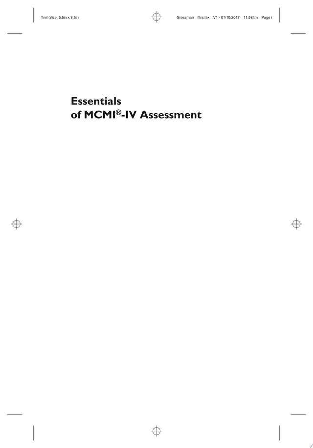 Essentials of MCMI-IV Assessment