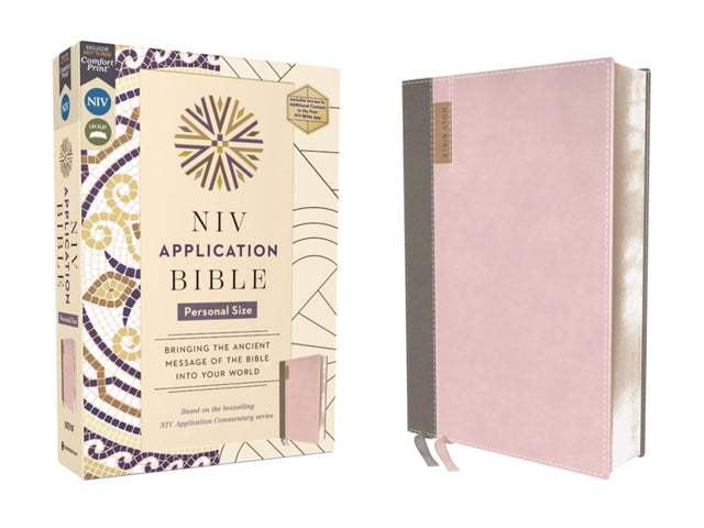 NIV Application Bible, Personal Size, Leathersoft, Pink/Gray, Red Letter, Comfort Print