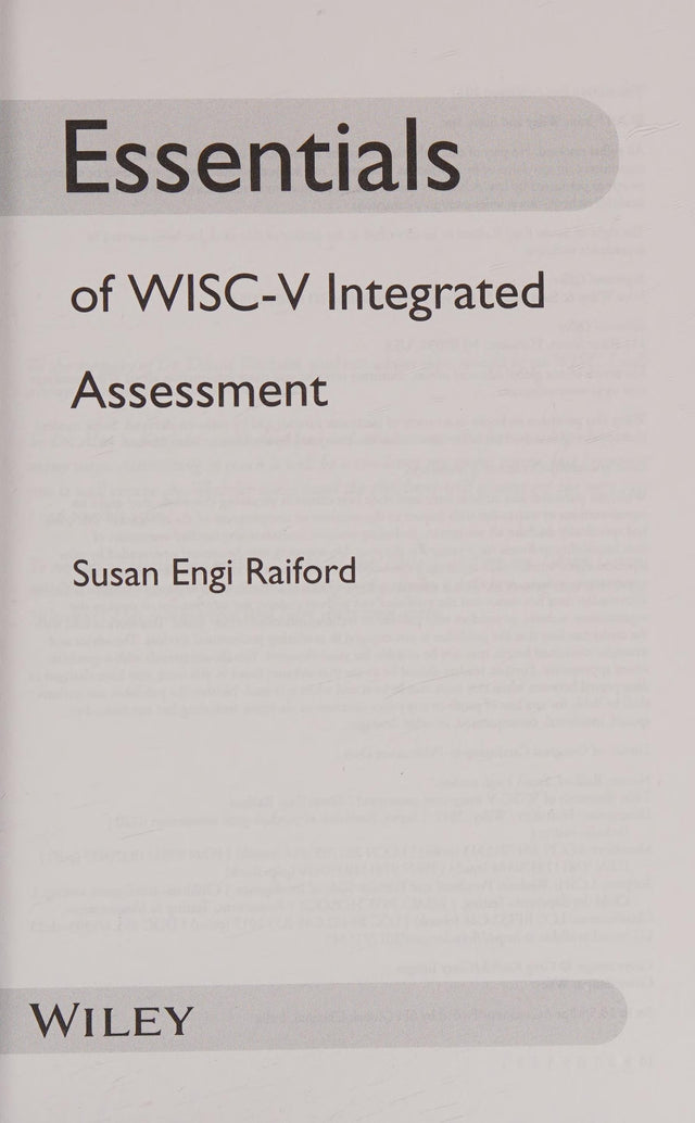 Essentials of WISC-V Integrated Assessment