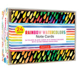 Rainbow Watercolors Note Cards, 24 Blank Cards