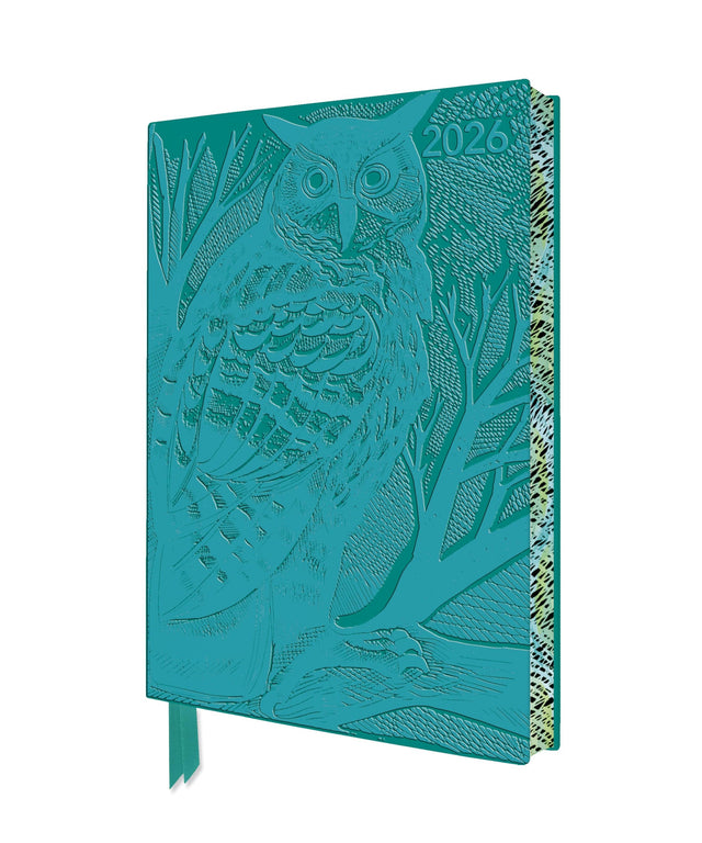 Angela Harding: Long Eared Owl 2026 Artisan Art Vegan Leather Diary Planner - Page to View with Notes