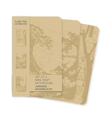 Japanese Woodblocks Set of 3 Mini Craft Notebooks