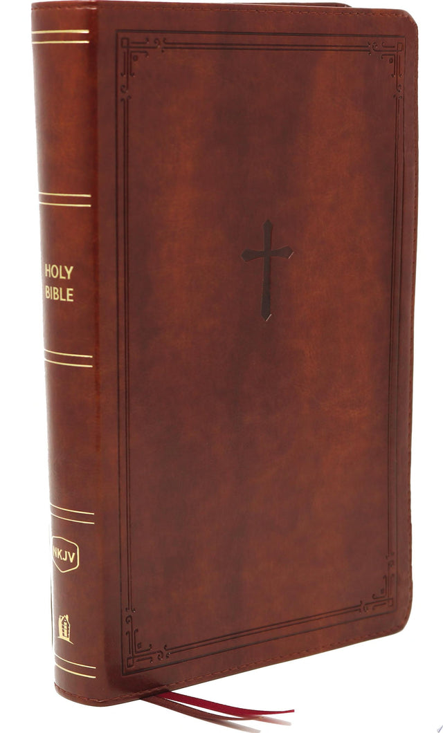 NKJV, End-of-Verse Reference Bible, Personal Size Large Print, Leathersoft, Brown, Red Letter, Comfort Print