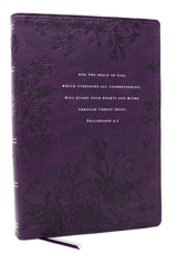 Peace of God Bible: Discover and Experience God's Shalom Throughout the Bible (NKJV, Purple Leathersoft, Red Letter, Comfort Print)