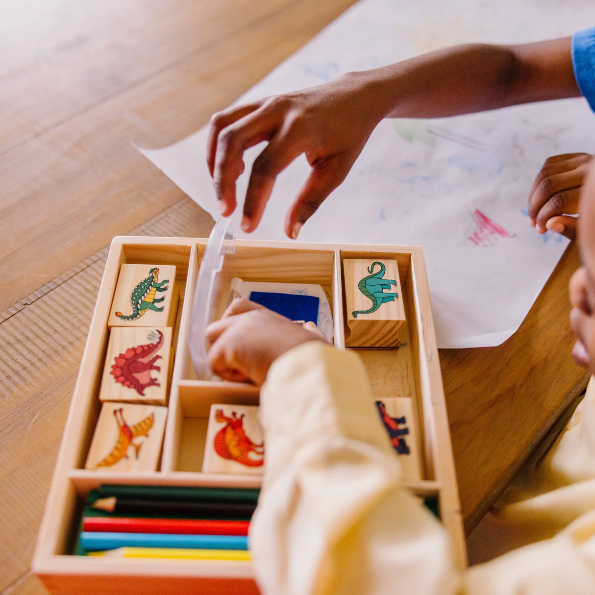 Melissa & Doug: Wooden Dinosaur Stamp Set
