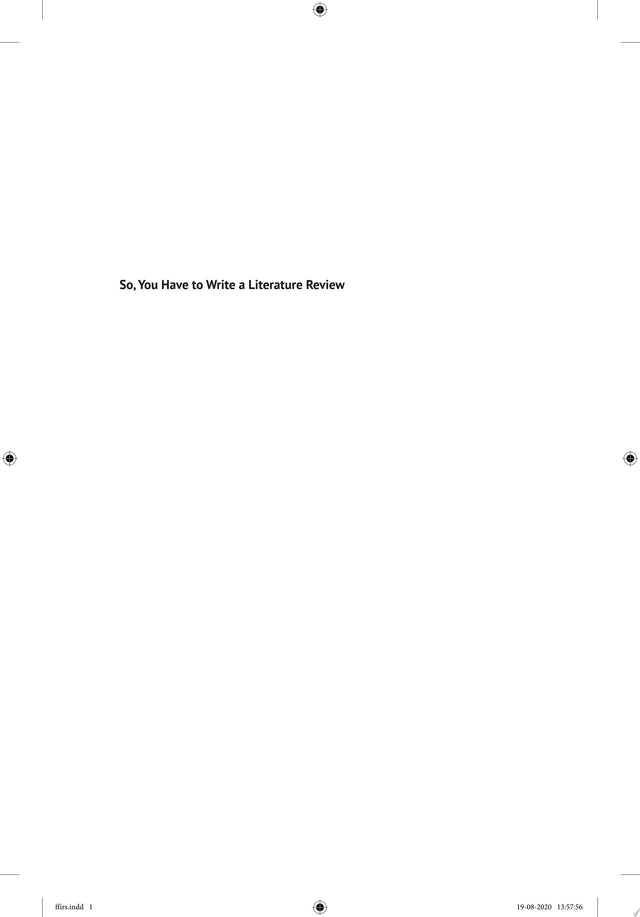 So, You Have to Write a Literature Review