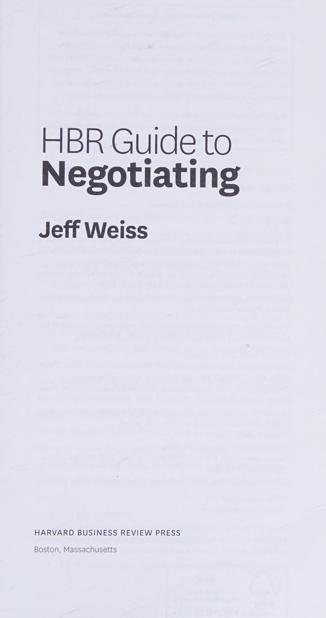 HBR Guide to Negotiating (HBR Guide Series)