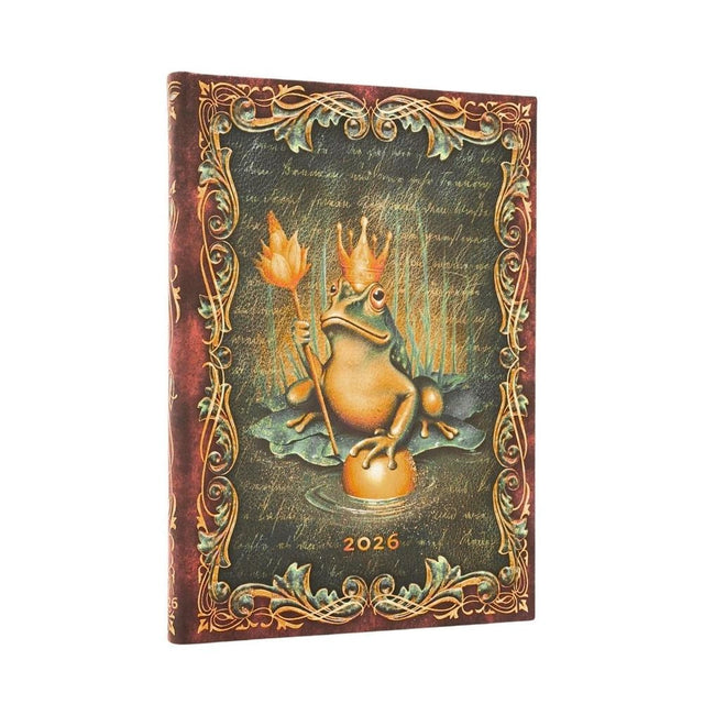 2026 The Brothers Grimm, Frog Prince (Fairy Tale Collection) Midi 12-month Verso Hardcover Flexi Dayplanner 2026 (Elastic Band Closure)