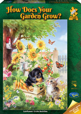How does your Garden grow?  - 1000  Piece Puzzle Sunflower Crate Buddies