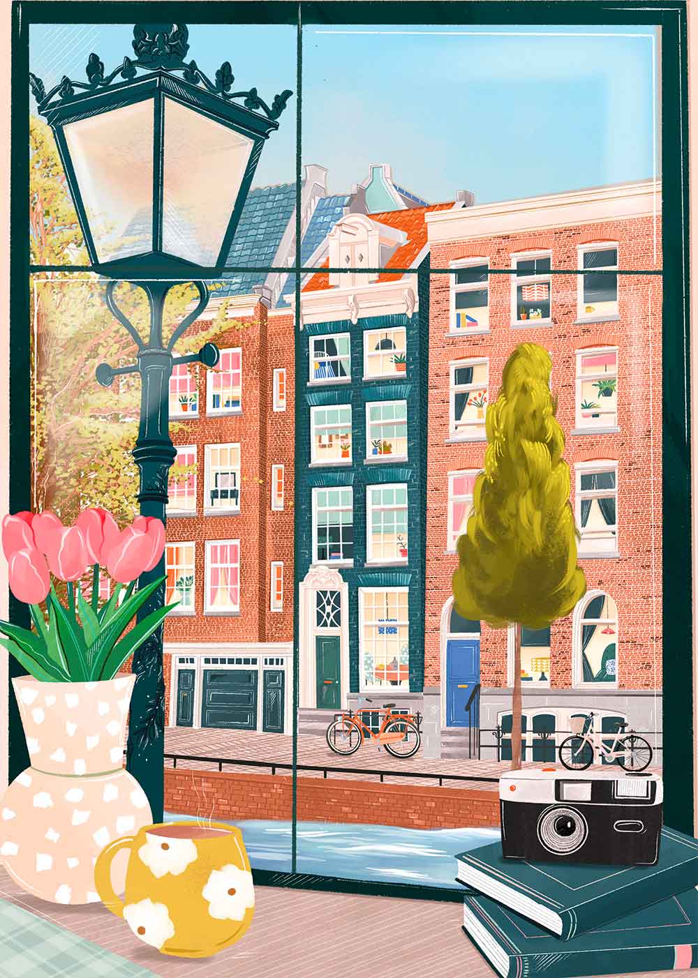 Pieces & Peace: Amsterdam from A Coffee Shop Mini Puzzle - 96 Pieces