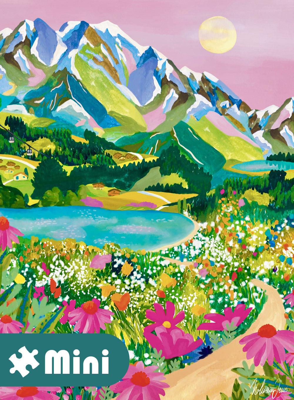 Pieces & Peace: Sunrise Over the Alps Mini Puzzle - 96 Pieces