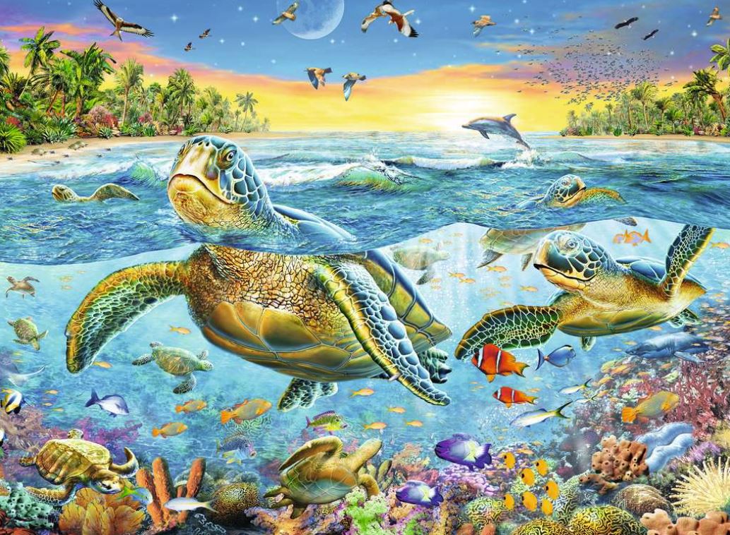 Ravensburger: Swim with Sea Turtles Puzzle 100 Pieces
