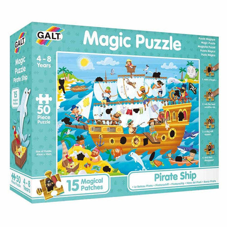 Galt Magic Puzzle packaging with a pirate ship design on a blue background