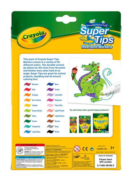 Crayola Washable Super Tips Markers 20 Pack