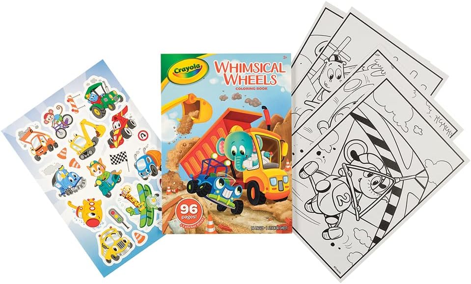 Crayola Whimsical Wheels Coloring Book With Stickers 96 Pages