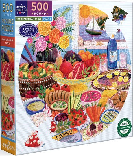 eeBoo: Mediterranean Table Round Puzzle - 500pc