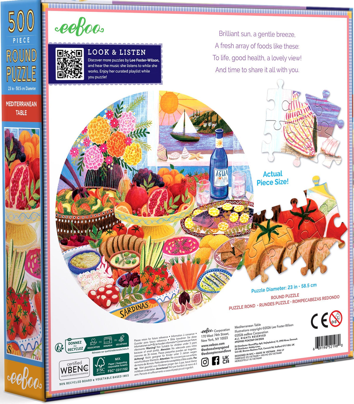 eeBoo: Mediterranean Table Round Puzzle - 500pc