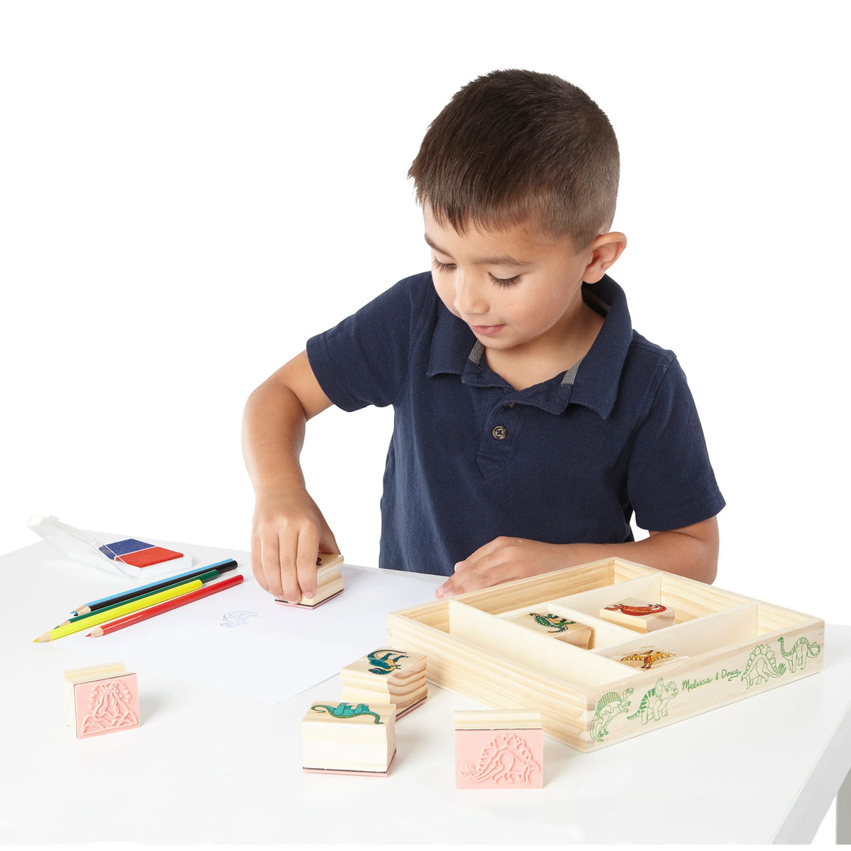 Melissa & Doug: Wooden Dinosaur Stamp Set