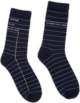 Library Card Navy Socks - Large