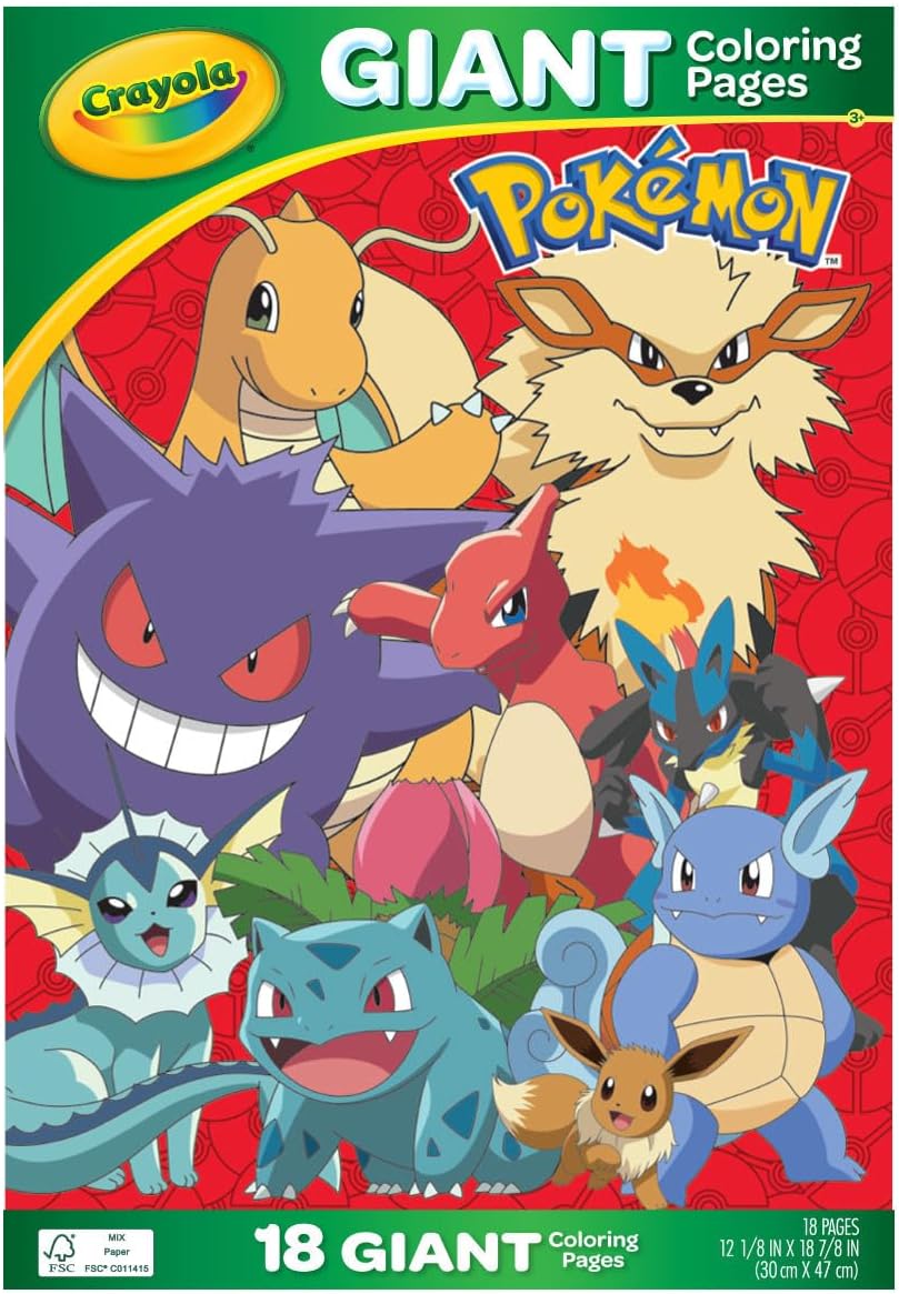 Crayola Giant Coloring Pages Foldalope Pokemon 18 Pages