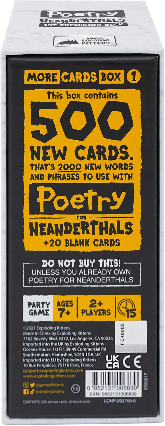 Poetry for Neanderthals Expansion (By Exploding Kittens)