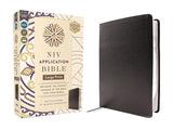 NIV Application Bible, Large Print, European Bonded Leather, Black, Red Letter, Comfort Print