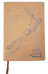 Captain Cook Map Antique A5 Notebook - Tan