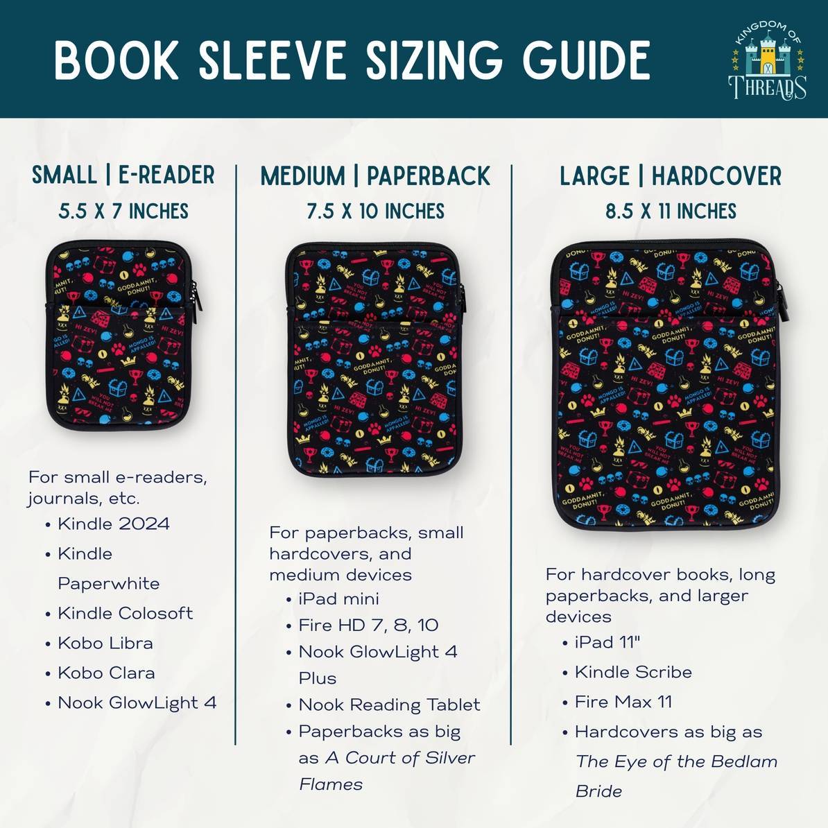 Kingdom of Threads: Dragon Trio Book Sleeve | Fourth Wing (Large)