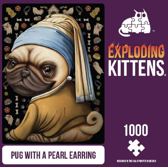 Exploding Kittens Puzzle Pug with a Pearl Earring - 1000 Piece Puzzle