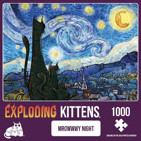 Exploding Kittens Puzzle Mrowwwy Night - 1000 Piece Puzzle